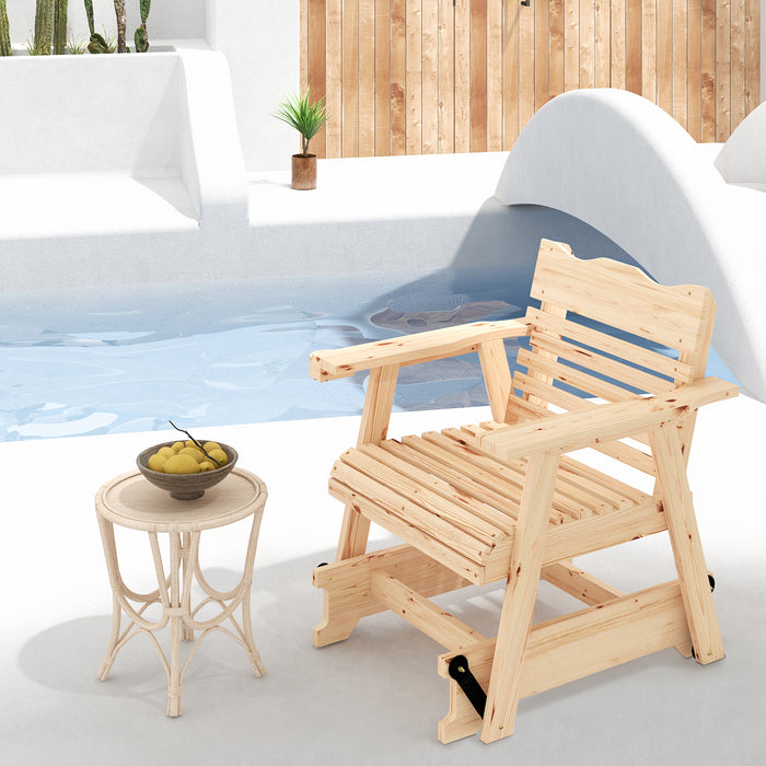 Wood Rocking Chair - High Back and Widened Armrests in Natural Finish - Ideal for Relaxation and Comfort Seekers