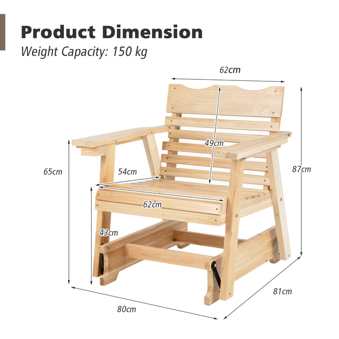 Wood Rocking Chair - High Back and Widened Armrests in Natural Finish - Ideal for Relaxation and Comfort Seekers