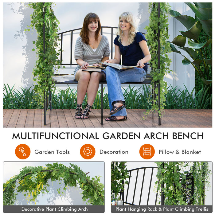 Metal Garden Arch with Bench - Outdoor Structure for Climbing Plants - Ideal for Garden Enthusiasts and Landscaping Projects