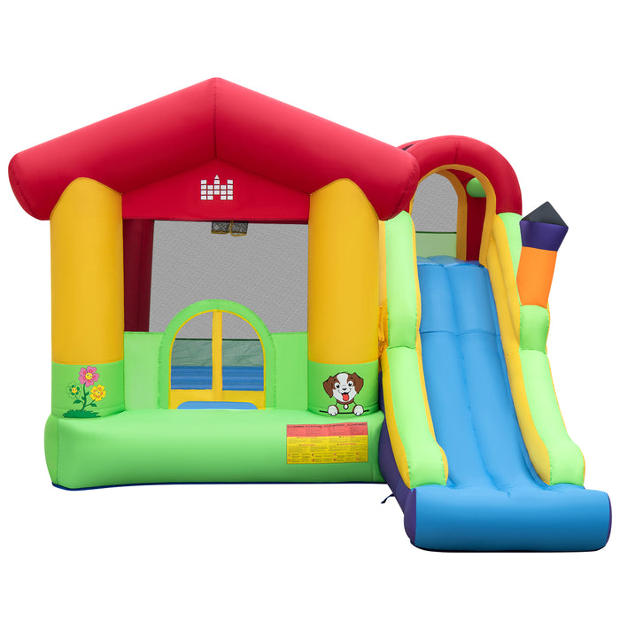 Inflatable Bounce House with Long Slide - Kids Play Equipment with 680W Blower - Fun and Safe Activity for Children