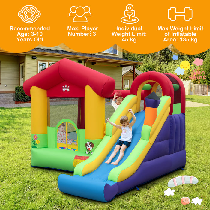Inflatable Bounce House with Long Slide - Kids Play Equipment with 680W Blower - Fun and Safe Activity for Children