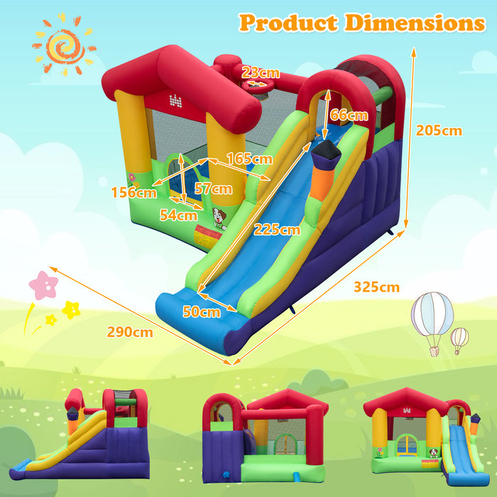 Inflatable Bounce House with Long Slide - Kids Play Equipment with 680W Blower - Fun and Safe Activity for Children