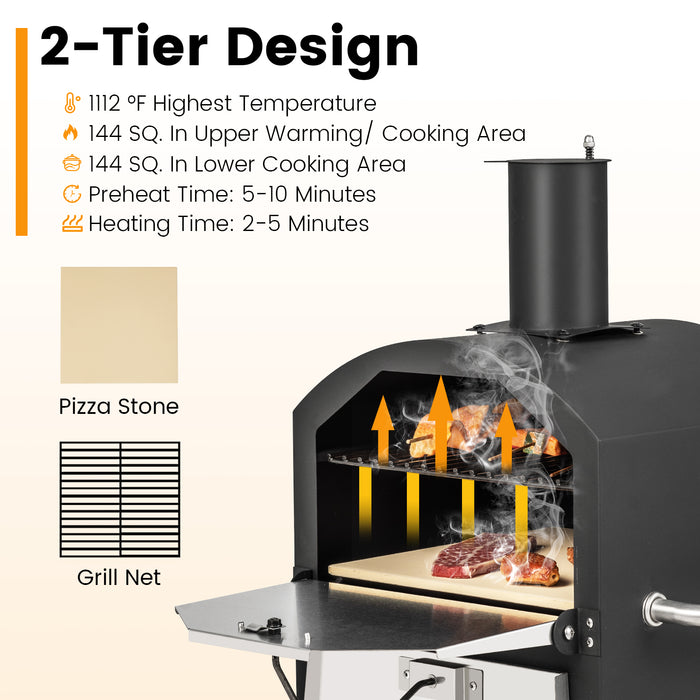 Outdoor Pizza Oven - Waterproof Cover and Anti-Scalding Handles - For Pizza Lovers and Outdoor Cooking Enthusiasts