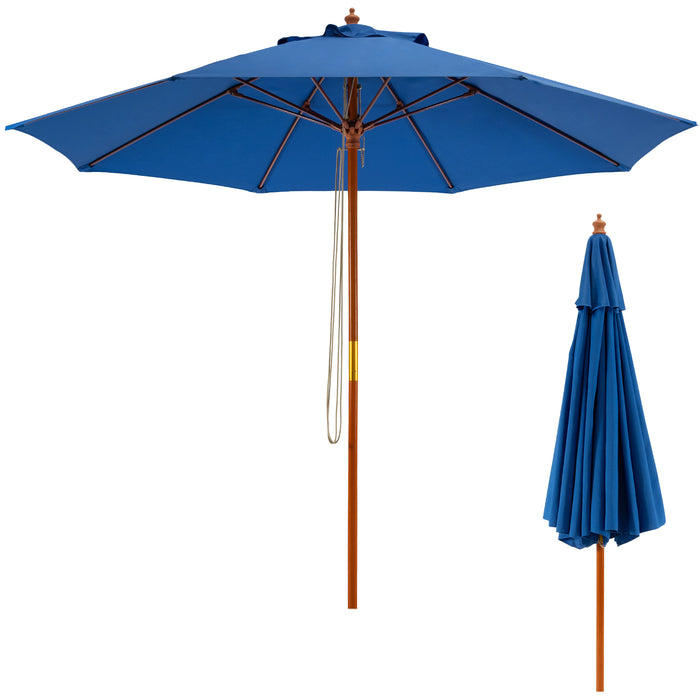 Garden Parasol 2.83M - Adjustable Umbrella with 3-Gear Position in Blue - Perfect for Outdoor Sun Protection