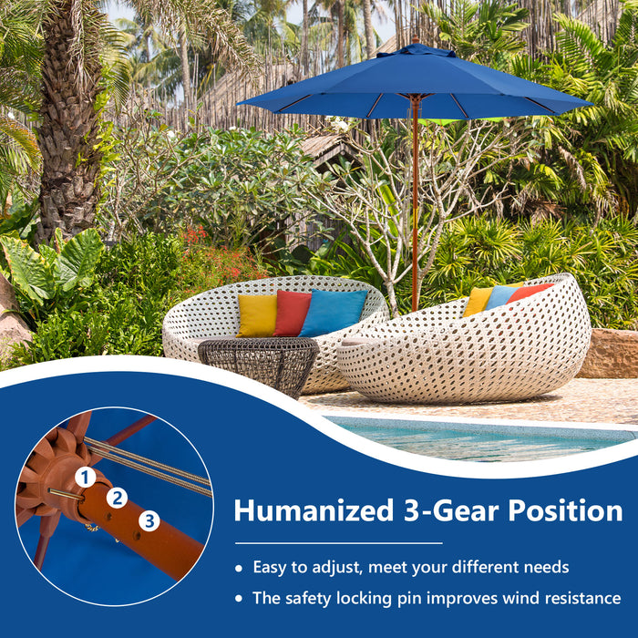 Garden Parasol 2.83M - Adjustable Umbrella with 3-Gear Position in Blue - Perfect for Outdoor Sun Protection