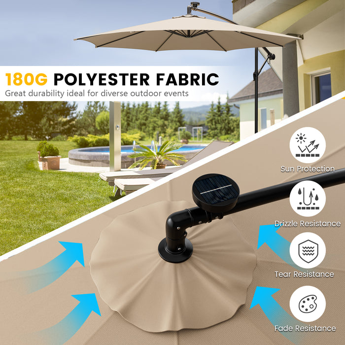 Solar-Powered Offset Umbrella, Model 303 CM - Patio Umbrella with 112 LED Lights in Vibrant Red - Perfect Outdoor Shade Solution for Garden Lovers