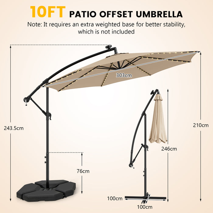 Solar-Powered Offset Umbrella, Model 303 CM - Patio Umbrella with 112 LED Lights in Vibrant Red - Perfect Outdoor Shade Solution for Garden Lovers