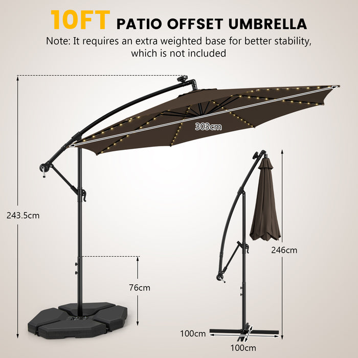 Solar-Powered Offset Umbrella, Model 303 CM - Patio Umbrella with 112 LED Lights in Vibrant Red - Perfect Outdoor Shade Solution for Garden Lovers