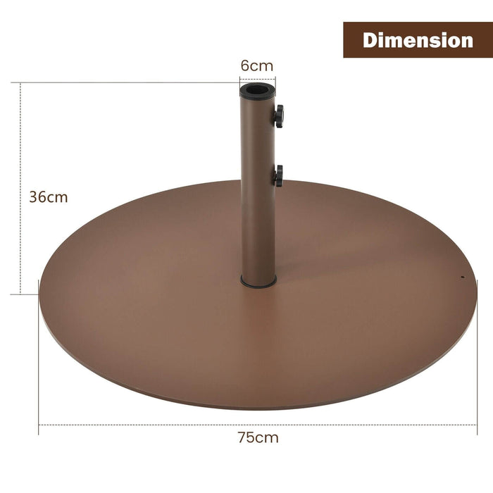 Outdoor Umbrella Base, 75cm Round - Heavy Duty Stand for Garden, Patio, Poolside - Ideal for Holding Large Parosol Stably in Windy Conditions