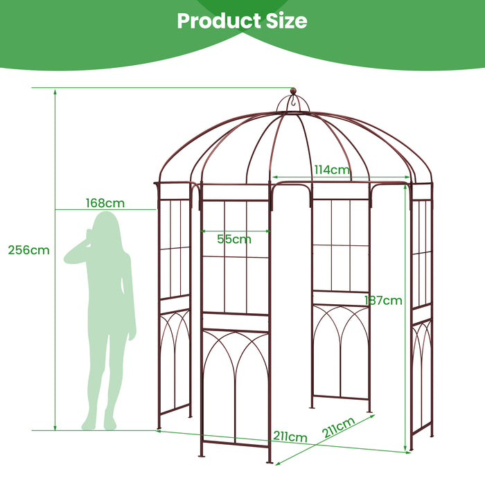 Metal 4-Sided Birdcage Shape Garden Arch - Handy for Patio, Lawn, Wedding Decorations in Elegant Bronze - Perfect for Outdoor Enthusiasts and Wedding Planners