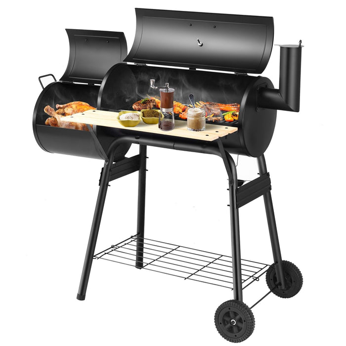 Portable Charcoal BBQ Grill - Wheel-Equipped, Shelf-Featuring for Convenient Storing - Perfect for Camping Trips, Picnic Gatherings, and Parties
