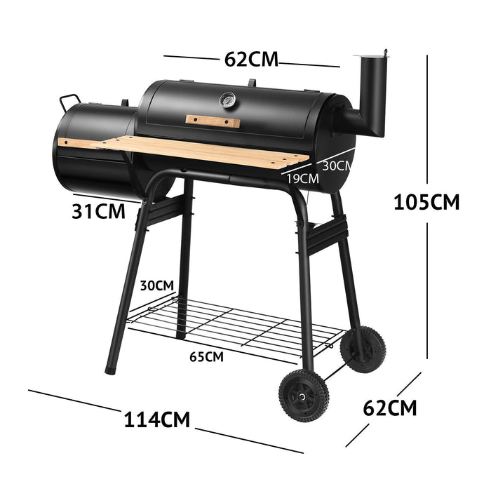 Portable Charcoal BBQ Grill - Wheel-Equipped, Shelf-Featuring for Convenient Storing - Perfect for Camping Trips, Picnic Gatherings, and Parties