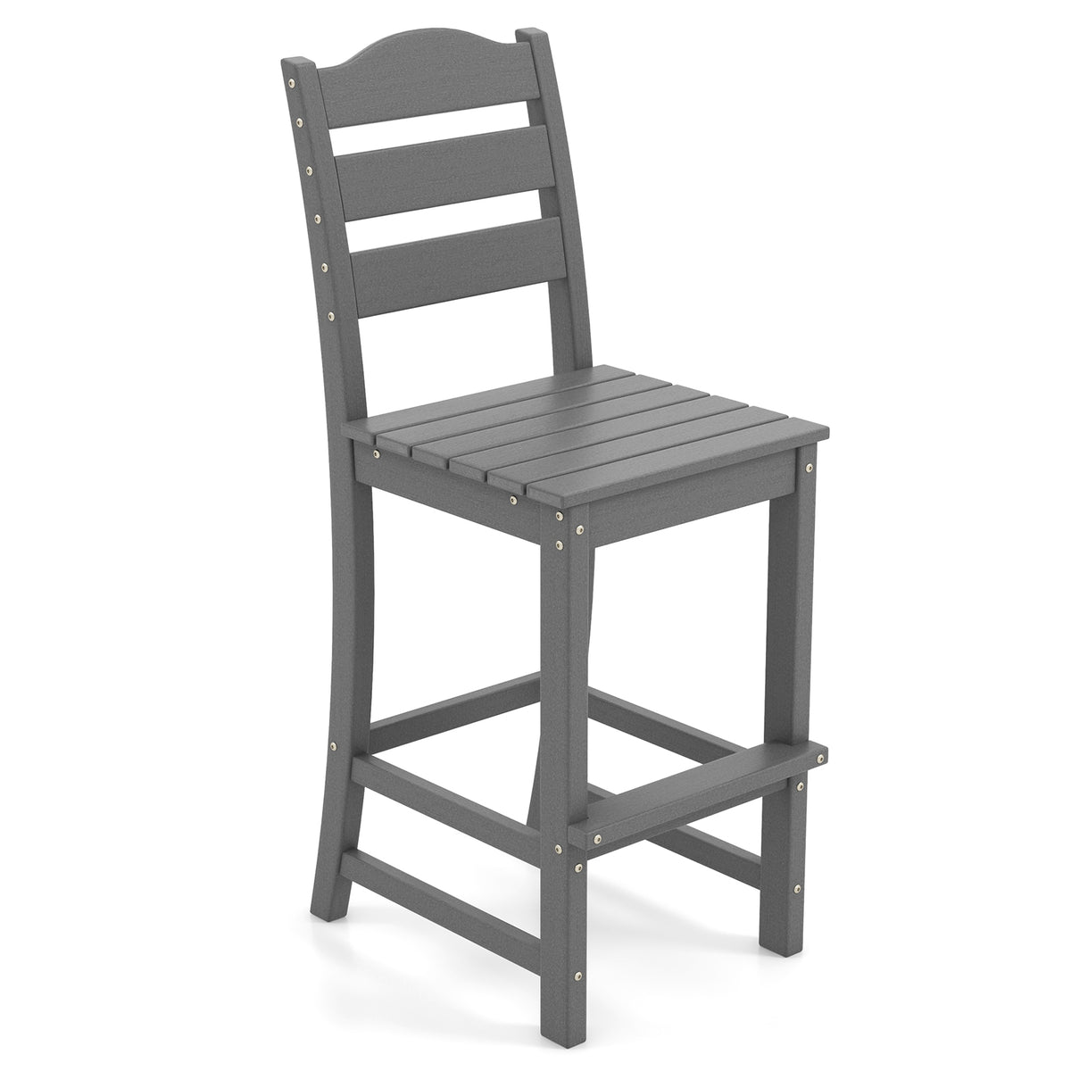 HDPE Outdoor Furniture - Grey Bar Stool with Backrest and Footrest - Ideal Seating Solution for Patio or Garden