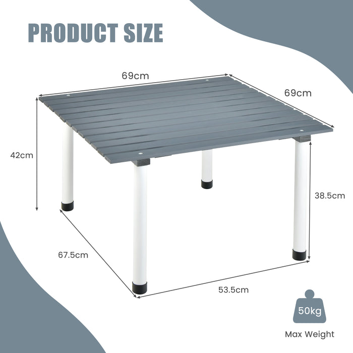 Portable Grey Folding Table - Roll Up Picnic Essential with Carry Bag - Ideal for Campers and Outdoor Enthusiasts