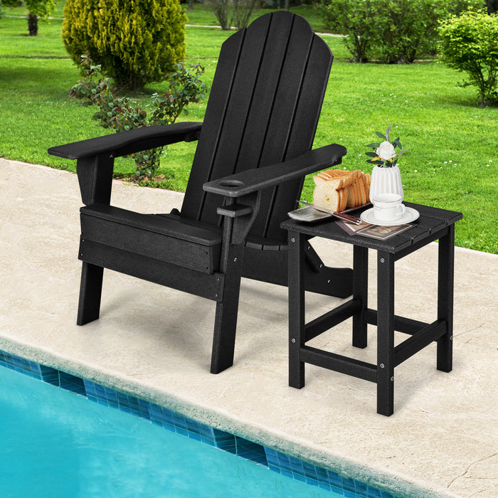 Black HDPE Patio Side Table - Square Outdoor Furniture Perfect for Balcony, Backyard, and Lawn - Ideal for Leisure Time and Outdoor Relaxation