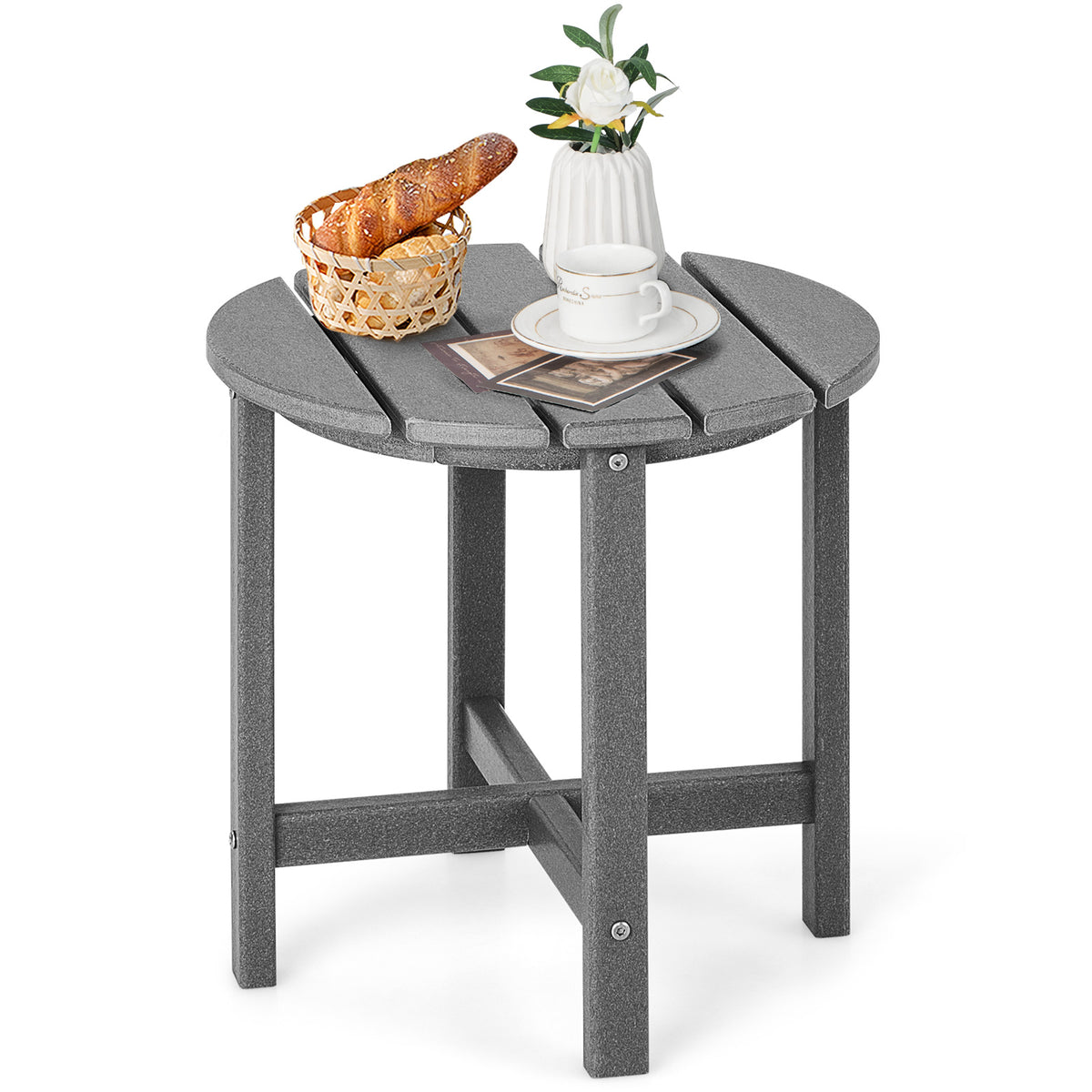 HDPE Outdoor Furniture - Patio Round Black Side Table for Yard, Porch, Garden - Ideal for Outdoor Living Spaces