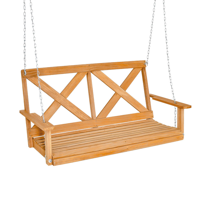 2-Person Swing Chair - Porch Seating with Adjustable Chains, Natural Finish - Perfect for Outdoor Relaxation and Entertaining