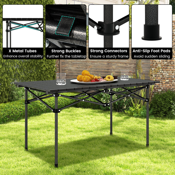 Aluminum Camping Table - Designed for 4-6 People Outdoor Dining - Perfect for Camping Trips and Family Picnics