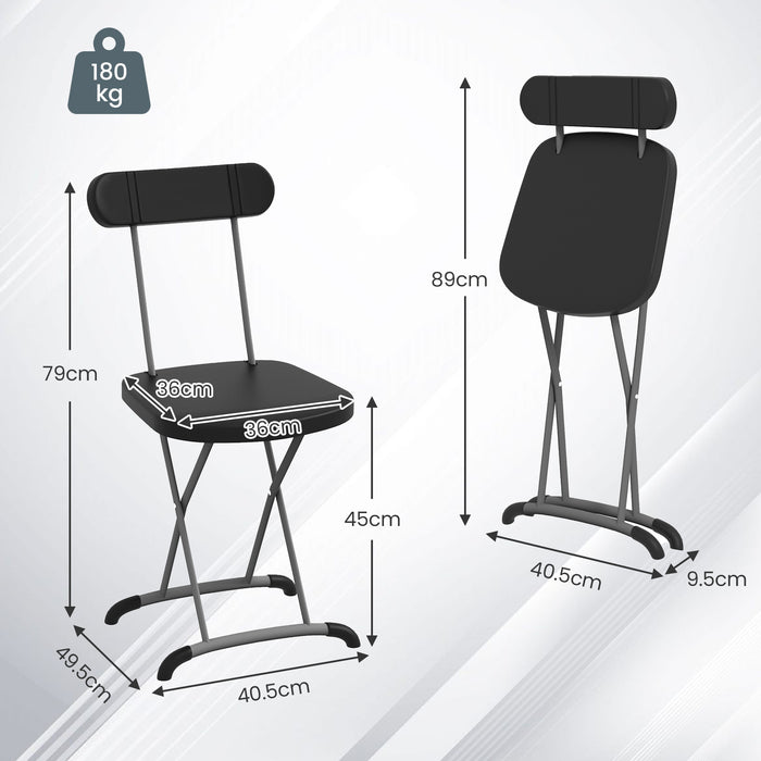 Metal Folding Stool - Indoor and Outdoor Use, Sturdy Frame with Ergonomic Backrest in Black - Ideal for Comfortable Seating Solutions