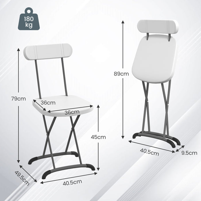 Metal Folding Stool - Indoor and Outdoor Use, Sturdy Frame with Ergonomic Backrest in Black - Ideal for Comfortable Seating Solutions