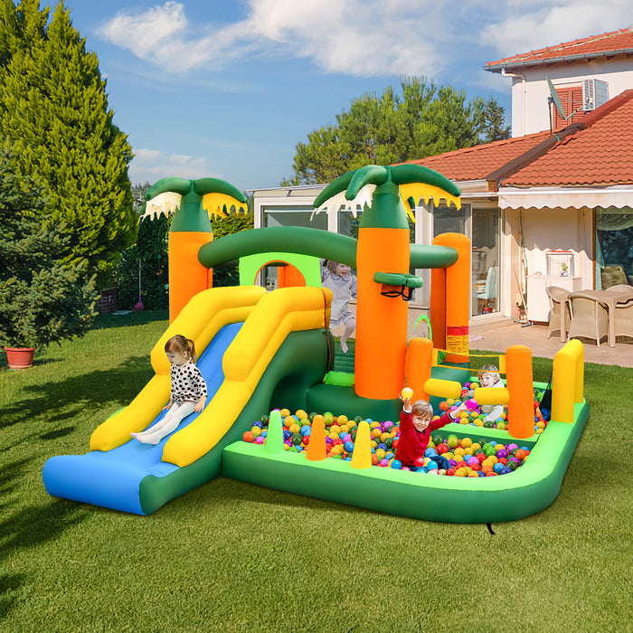 8-in-1 Tropical Inflatable - Bounce House with Dual Ball Pit Pools - Ideal Entertainment for Kids Parties