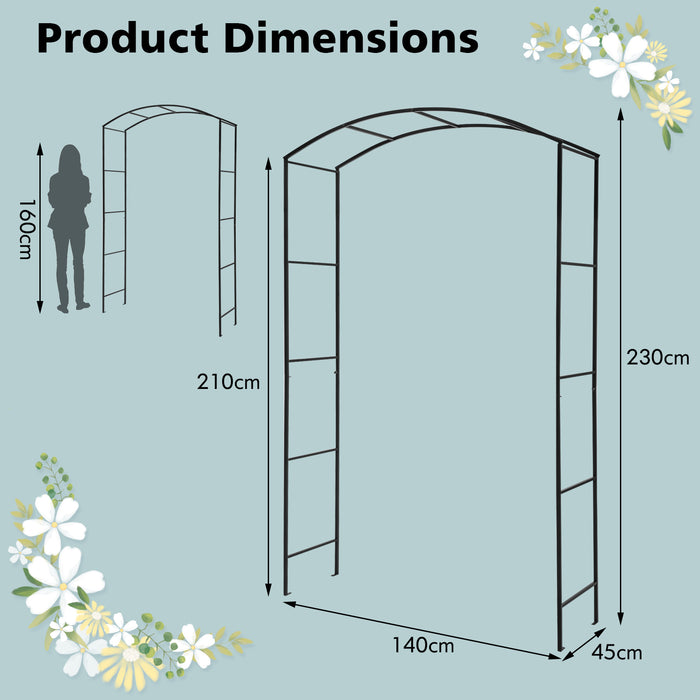 230CM Garden Arch Arbor Trellis - Ideal for Climbing Plants, Roses, and Vines in a Sleek Black Finish - Perfect Addition for Garden Enthusiasts and Vine Lovers