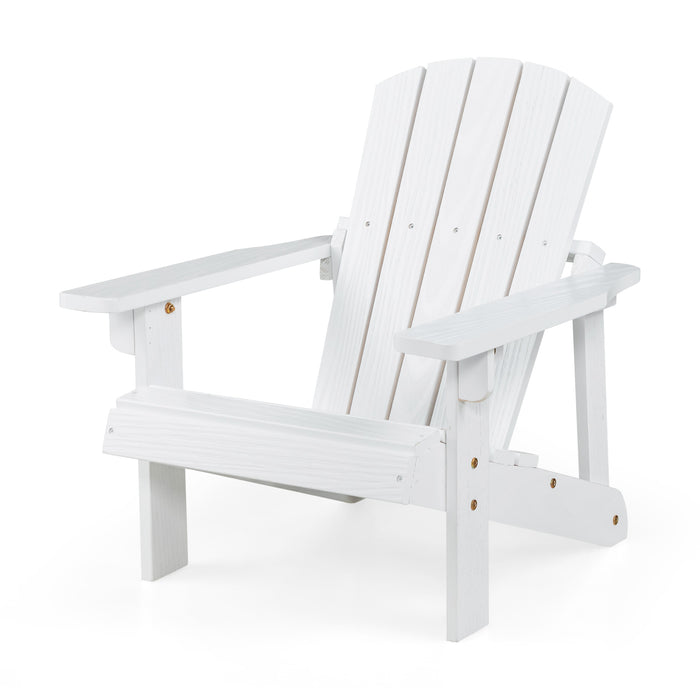 Adirondack - White Wooden Kids Chair with High Backrest and Armrest - Ideal Seating Solution for Children's Outdoor Fun