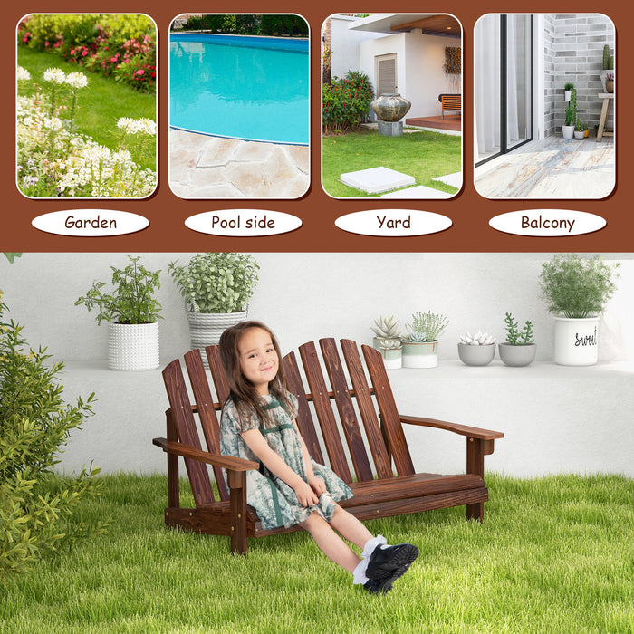 Adirondack 2-Person Rocking Chair - Outdoor Rustic Brown Rocking Bench - Perfect for Patio Relaxation and Rustic Outdoor Decor