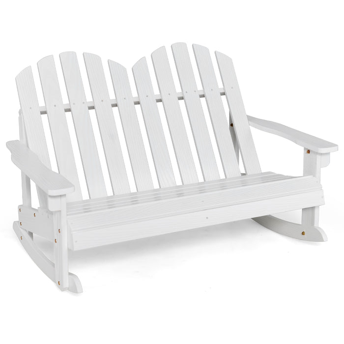 Adirondack 2-Person Rocking Chair - Outdoor Rustic Brown Rocking Bench - Perfect for Patio Relaxation and Rustic Outdoor Decor