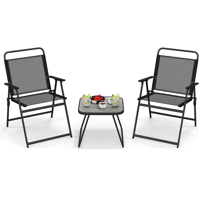 3 Piece Patio Set - Foldable Conversation Furniture, Perfect for Backyard, Poolside, Balcony – Ideal Outdoor Seating Solution