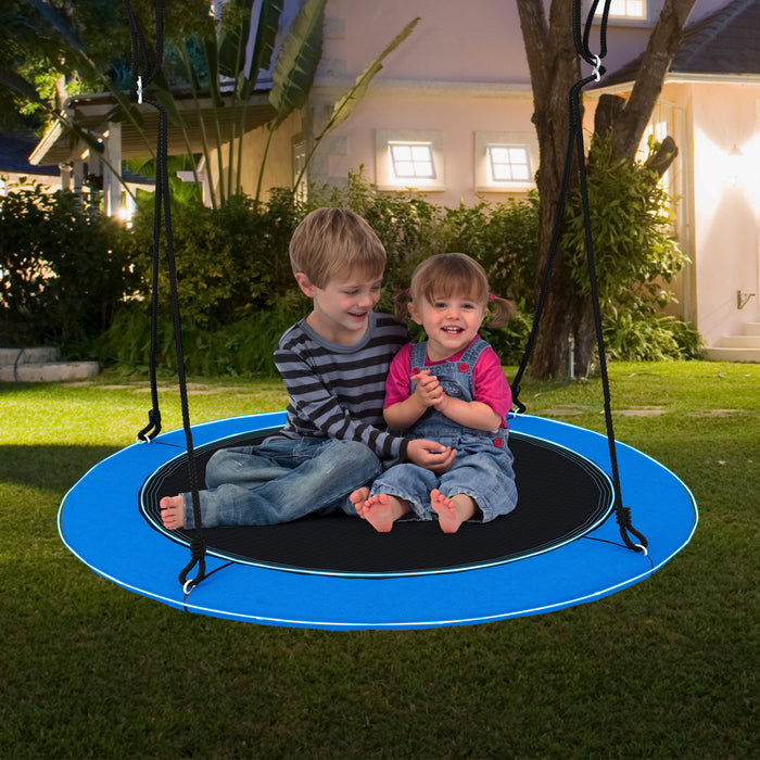 Tree Swing Seat With LED Light - 100cm Round Hanging Swing in Blue - Perfect For Outdoor Night-Time Fun