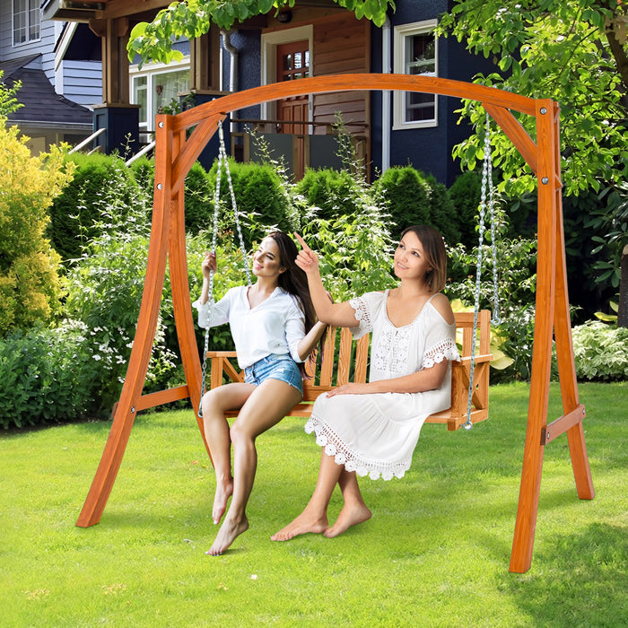 Wooden Patio Swing Frame with Curved Arc Top - Outdoor Furniture, Free-Standing Porch Swing Support - Ideal for Garden, Backyard Relaxation
