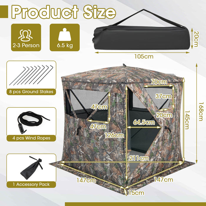 Portable 270 Degree Hunting Blind - Silent Sliding Window, See-Through Design - Ideal for Hunter's Enhanced Visibility and Stealth