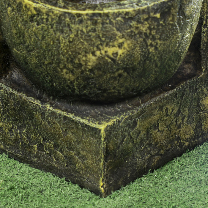 4-Tier Stone-Like Waterfall Fountain - Adjustable Flow Garden Water Feature with Black and Yellow Accents - Soothing Outdoor Decor for Patios and Gardens