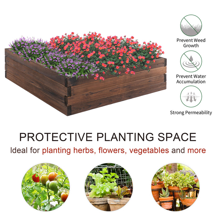 Wooden Raised Garden Bed Planter - 80x80x22.5cm Outdoor Grow Containers for Flowers & Vegetables - Ideal for Patio Spaces