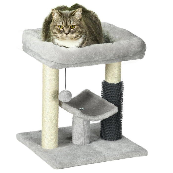 48cm Cozy Cat Tree Tower - Scratching Post, Self-Grooming Brush, Hang Ball, and Lounging Perches - Perfect for Play and Relaxation for Feline Friends