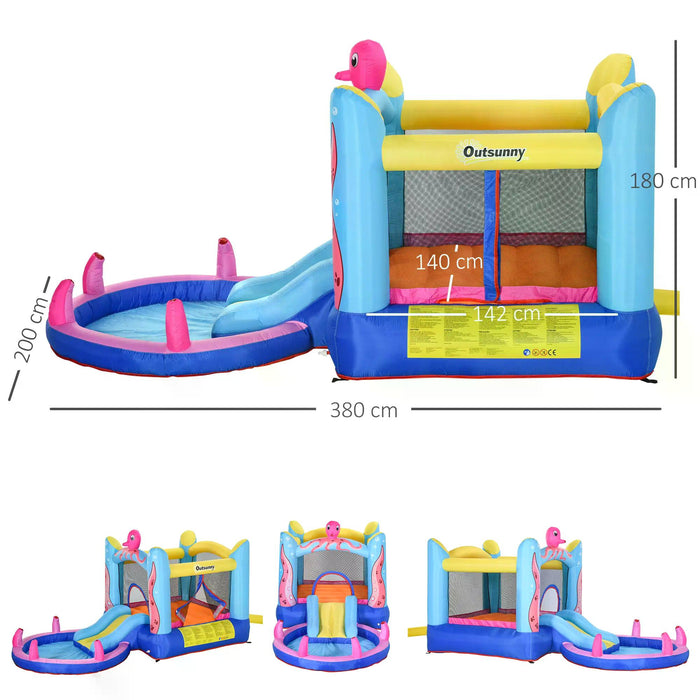 Inflatable Octopus Bounce Castle with Slide and Pool - 3-in-1 Trampoline, Water Play Area for Children - Perfect Outdoor Fun for Ages 3-12