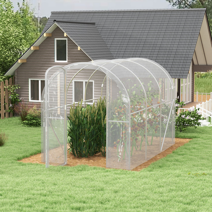 Walk-in Polytunnel Greenhouse with PE Cover - Sturdy Galvanized Steel Frame, 3m x 2m x 2m, Transparent - Ideal for Year-Round Gardening and Plant Protection