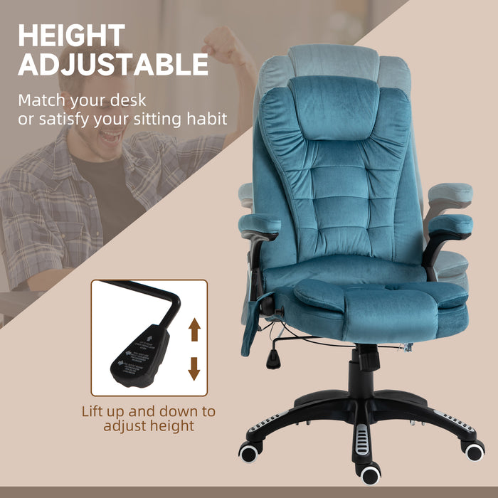 Heated Massage Recliner Chair with Velvet Fabric - 6-Point Vibrating Office Chair, 360° Swivel Base, Plush Comfort - Ideal for Soothing Relaxation & Stress Relief in Workplace or Home