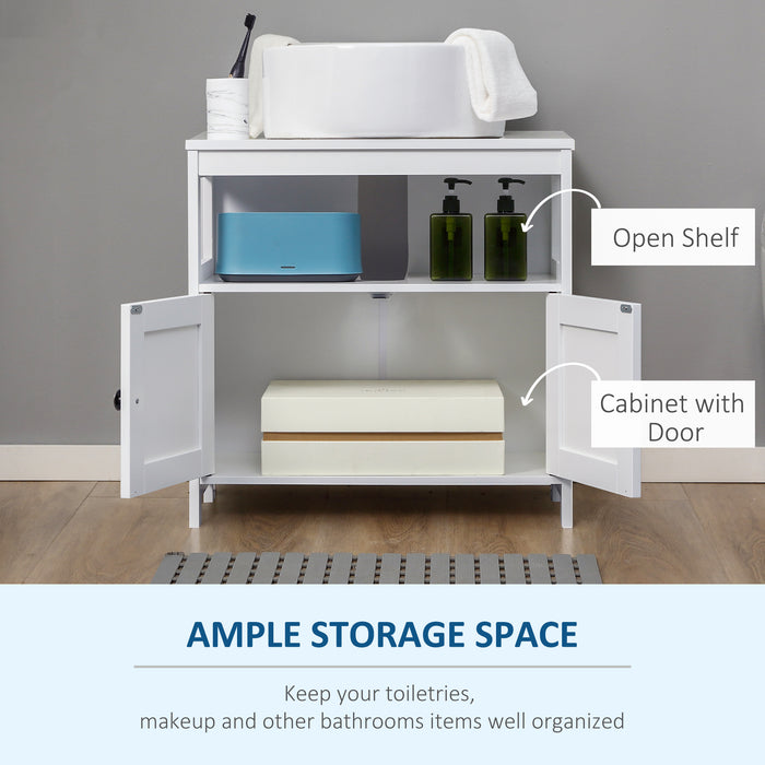 Modern Double Door Pedestal Cabinet - Under Sink Bathroom Vanity Storage with Shelves - Space-Saving Organizer for Small Bathrooms