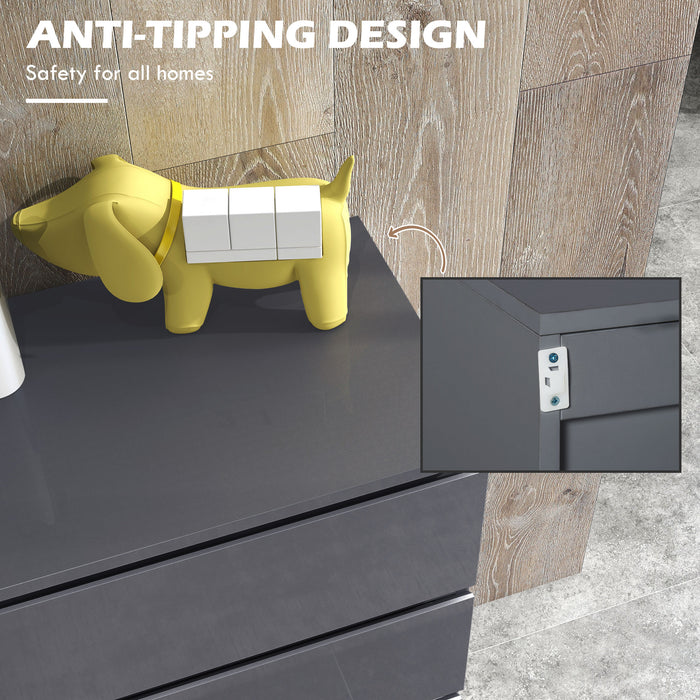 High Gloss 4-Drawer Dresser - Contemporary Bedroom Storage Cabinets - Sleek Organization Solution for Modern Homes