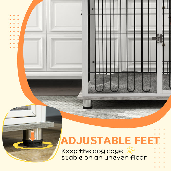 Luxury Indoor Dog Crate - Multipurpose End Table with Soft Cushion and Lockable Doors for Large Breeds - Stylish Pet Haven and Home Decor Piece