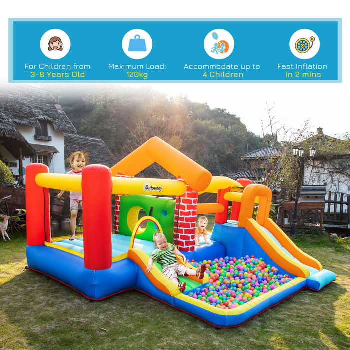 Extra Large 4-in-1 Kids Bounce House - Inflatable Castle with Double Slides, Trampoline & Climbing Wall - Ultimate Backyard Play Area for Children Ages 3-8