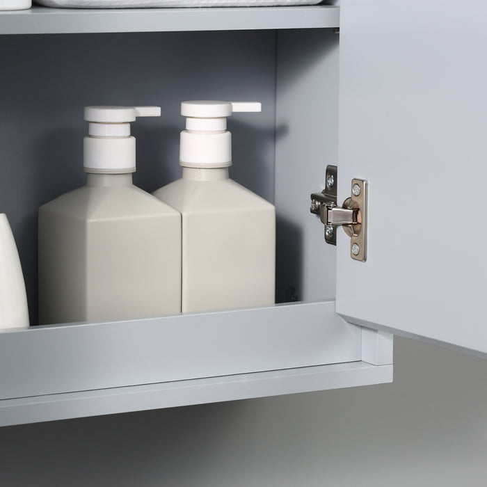 Wall-Mounted Mirror Cabinet with Double Doors - Bathroom Storage Cupboard, 48x14.5x45cm Shelving Unit - Space-Saving Organizer for Toiletries and Essentials