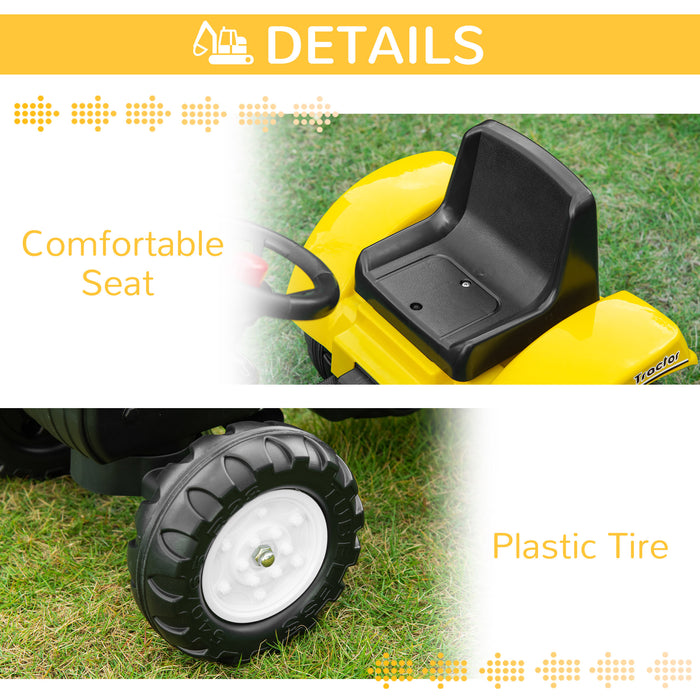 Pedal-Powered Excavator Ride-On - Construction Pretend Play Vehicle with Working Horn - Ideal for Kids & Toddlers Outdoor Fun
