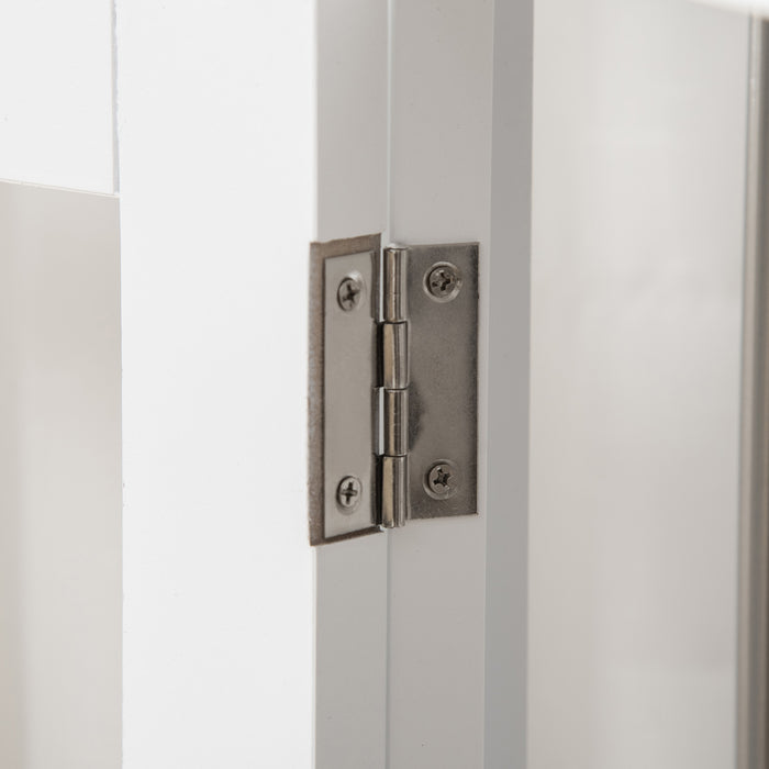 Indoor Wooden Dog Crate Furniture - Stylish End Table Pet Kennel with Double Door Design and Secure Locks - Elegant Decor for Home, Suitable for Medium & Large Dogs, in White