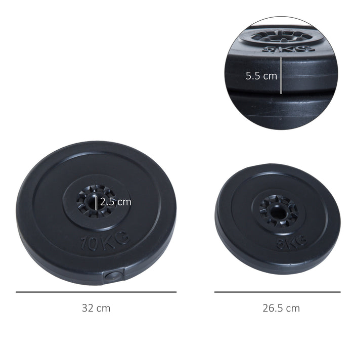 4pc Gym Barbell Plates Set - Durable 2x5kg & 2x10kg Dumbbell Weights for Fitness Training - Ideal for Intense Body Workouts and Strength Building