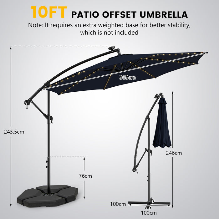 Solar-Powered Offset Umbrella, Model 303 CM - Patio Umbrella with 112 LED Lights in Vibrant Red - Perfect Outdoor Shade Solution for Garden Lovers