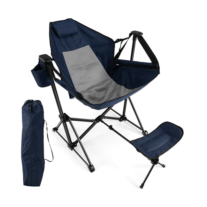Portable Relaxation Device - Folding Hammock Chair with Retractable Footrest and Storage Bag - Ideal for Outdoor Activities and Leisure Enthusiasts