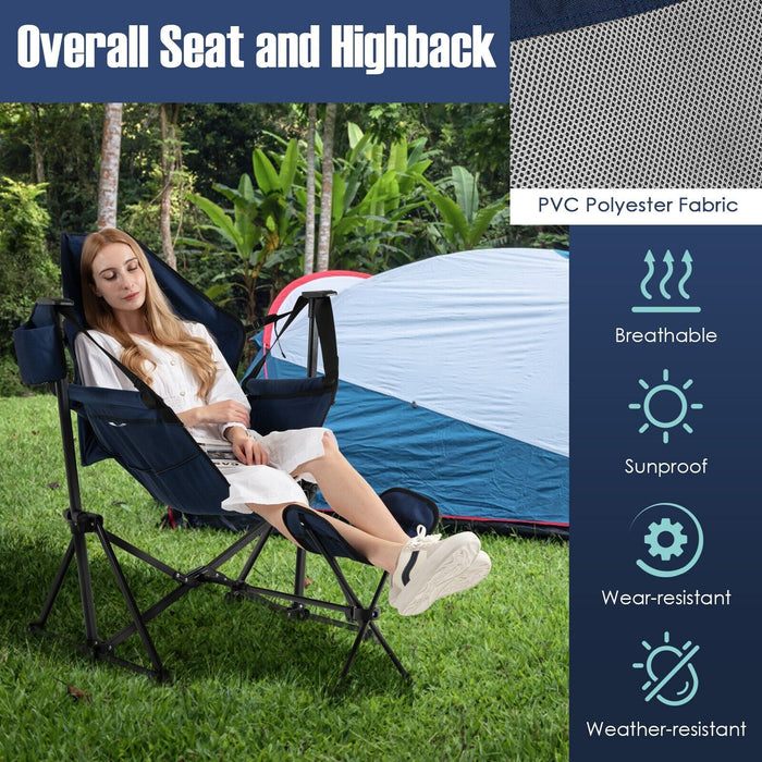 Portable Relaxation Device - Folding Hammock Chair with Retractable Footrest and Storage Bag - Ideal for Outdoor Activities and Leisure Enthusiasts